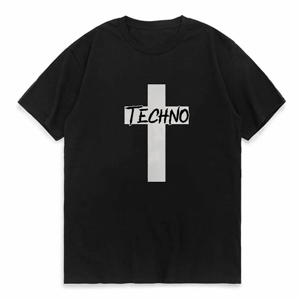 

TECHNO CROSS PRINTED T SHIRT men women Short Sleeve tShirt Clothing Trend Casual Slim Fit Summer o neck Tops Tees fashion tshirt