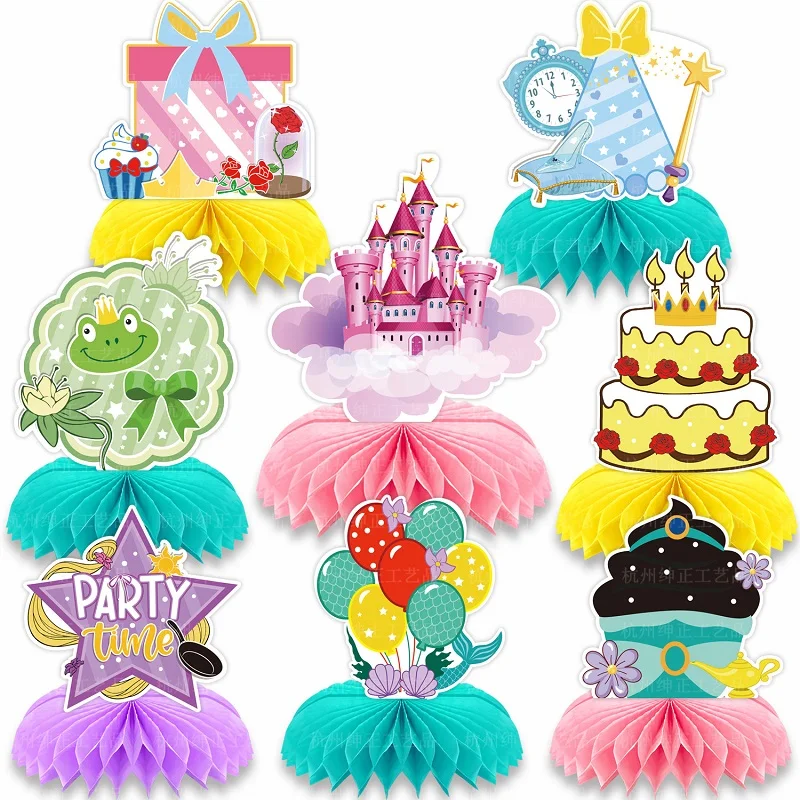 

New 8 Pieces Princess Theme Birthday Party Decoration Kids Party Supplies Cupcake Decoration Background Centerpiece