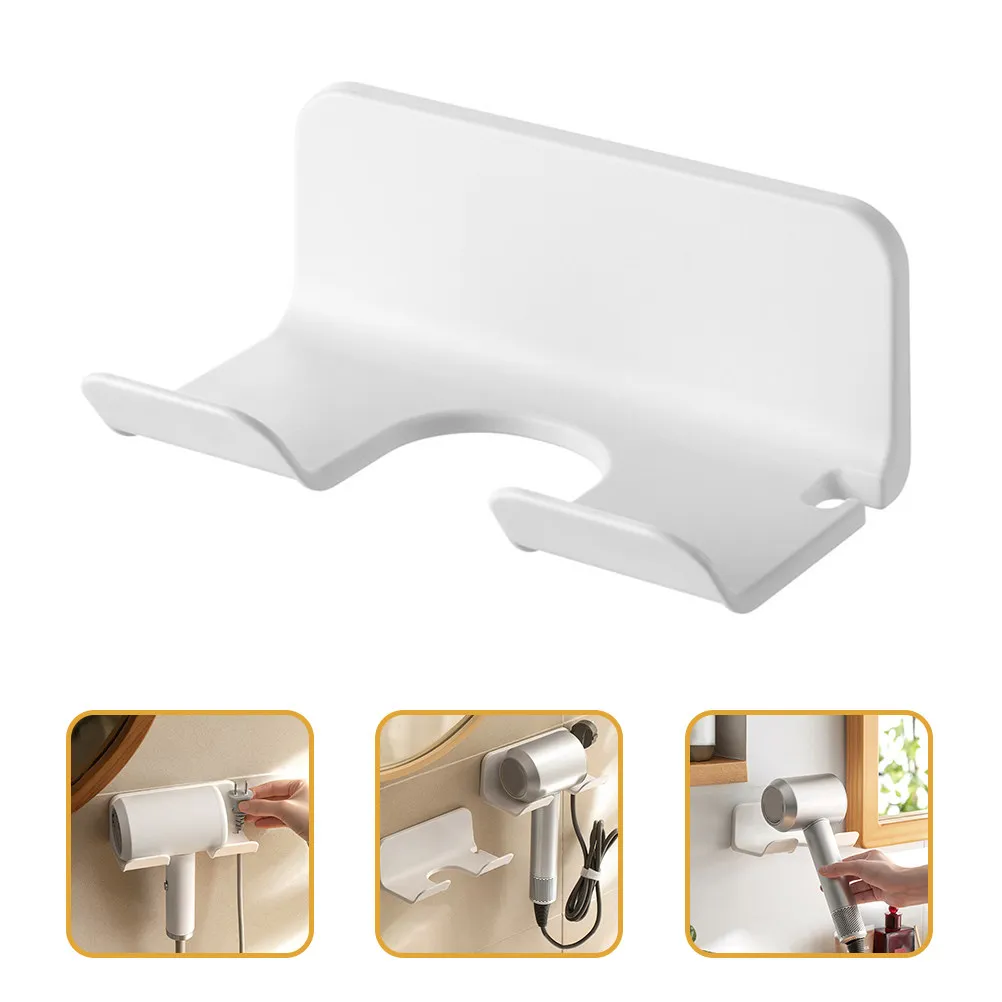 2Pcs Wall Mounted Hair Dryer Holder Punch Free Adhesive Blow Dryer Rack Hair Tool Organizer Storage Bracket for Bathroom