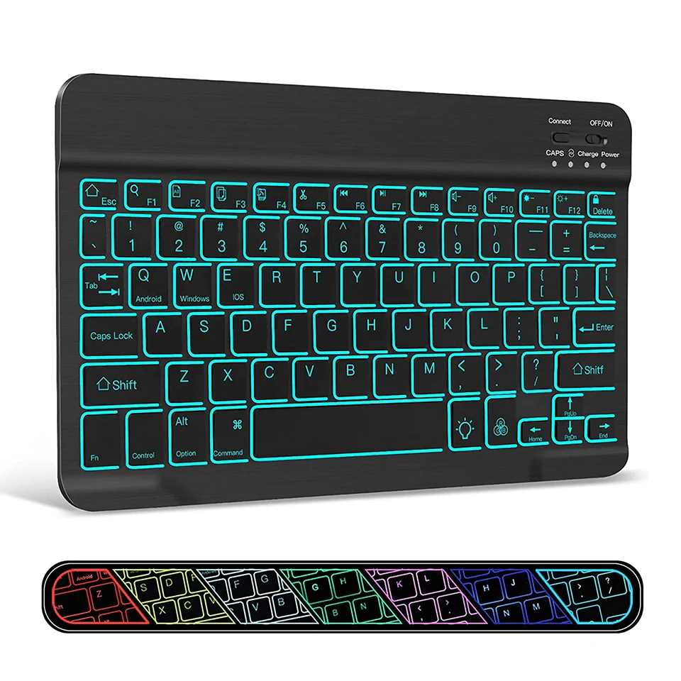 RGB Wireless Keyboard Bluetooth Keyboard Backlit Wireless Bluetooth Keyboards Russian Mini 10 Inch Rechargeable For ipad Tablet