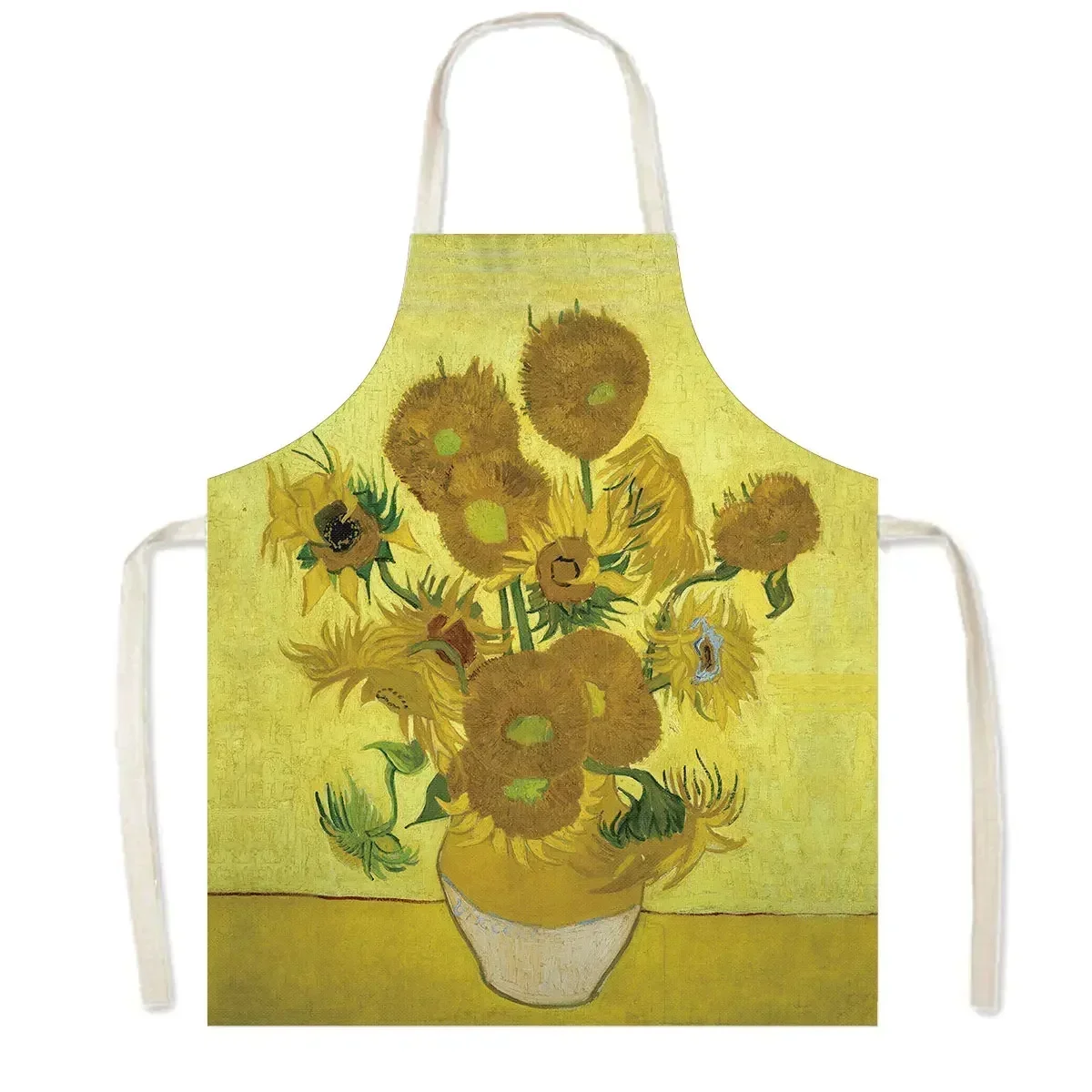 Famous Oil Painting By Van Gogh Print Kitchen Apron Starry Night Pinafore Household Cleaning Tool Baking BBQ Chef Cooking Aprons