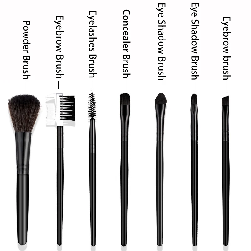 7 Stks/set Goedkope Compleet Make-Up Kit Oogschaduw Vrouwelijke Make-Up Kwasten Voor Wenkbrauwen Concealer Poeder Borstels Make-Up Set Gereedschap Schoonheid