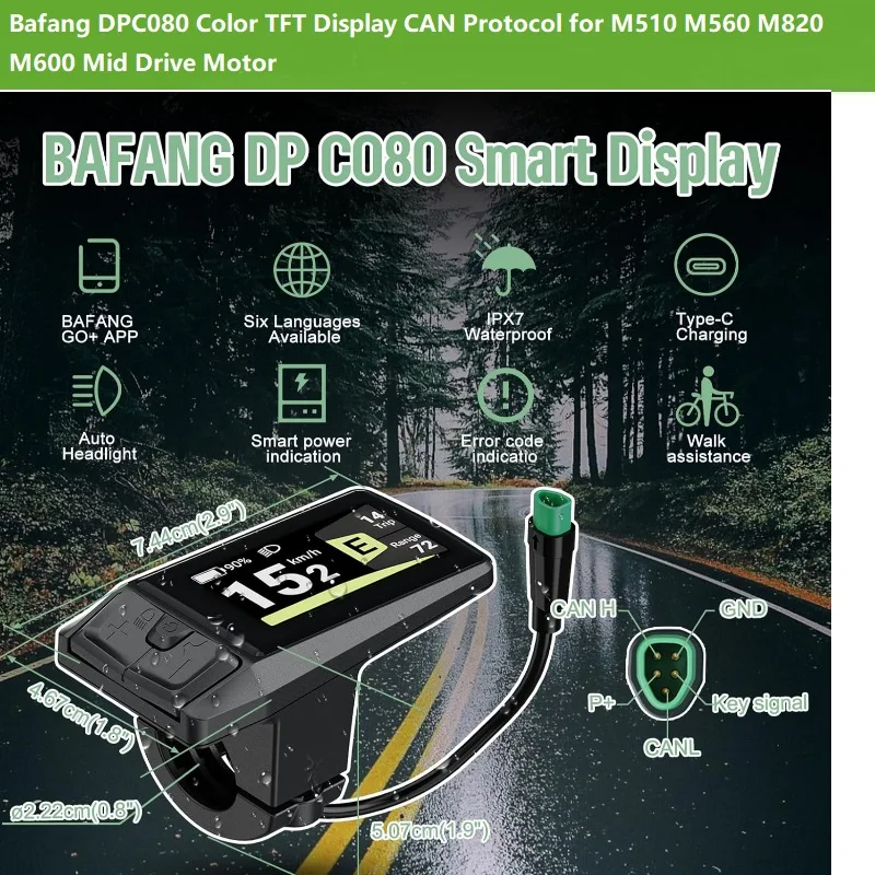 

Bafang DPC080 Color TFT Display CAN Protocol for M510 M560 M820 M600 Mid Drive Motor