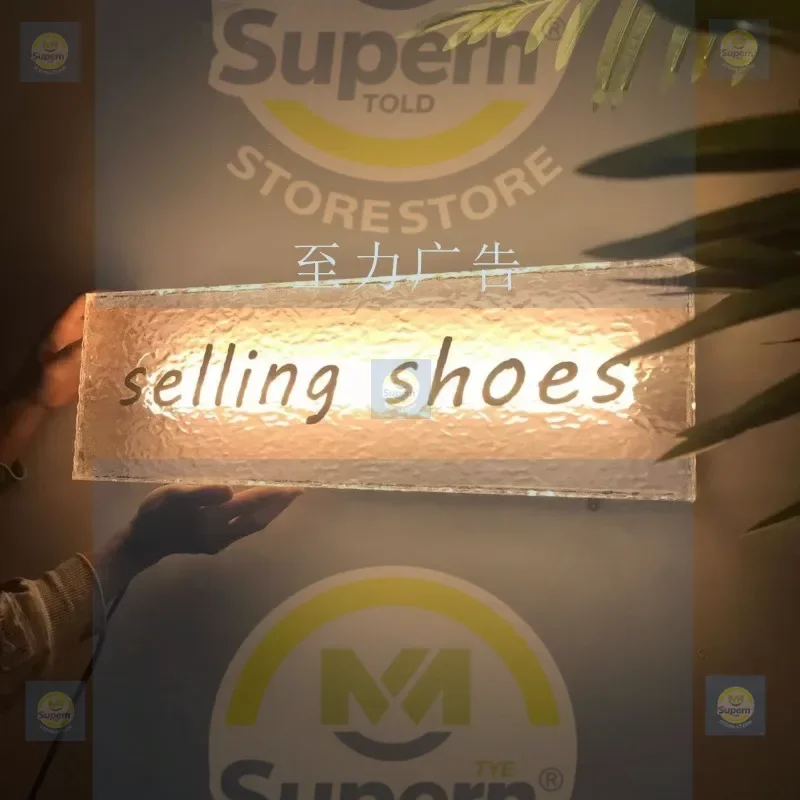 

Stone pattern acrylic luminous billboard Internet celebrity light box plaque store sign door sign sign customization
