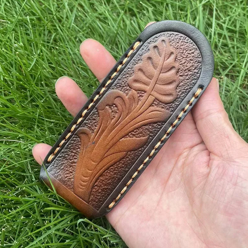 14cm Cowhide Straight Pocket Sheath Fold Knife Leather Sheath Scabbard Cover Protector Bag Knife Cover Bag Accessories For Knife