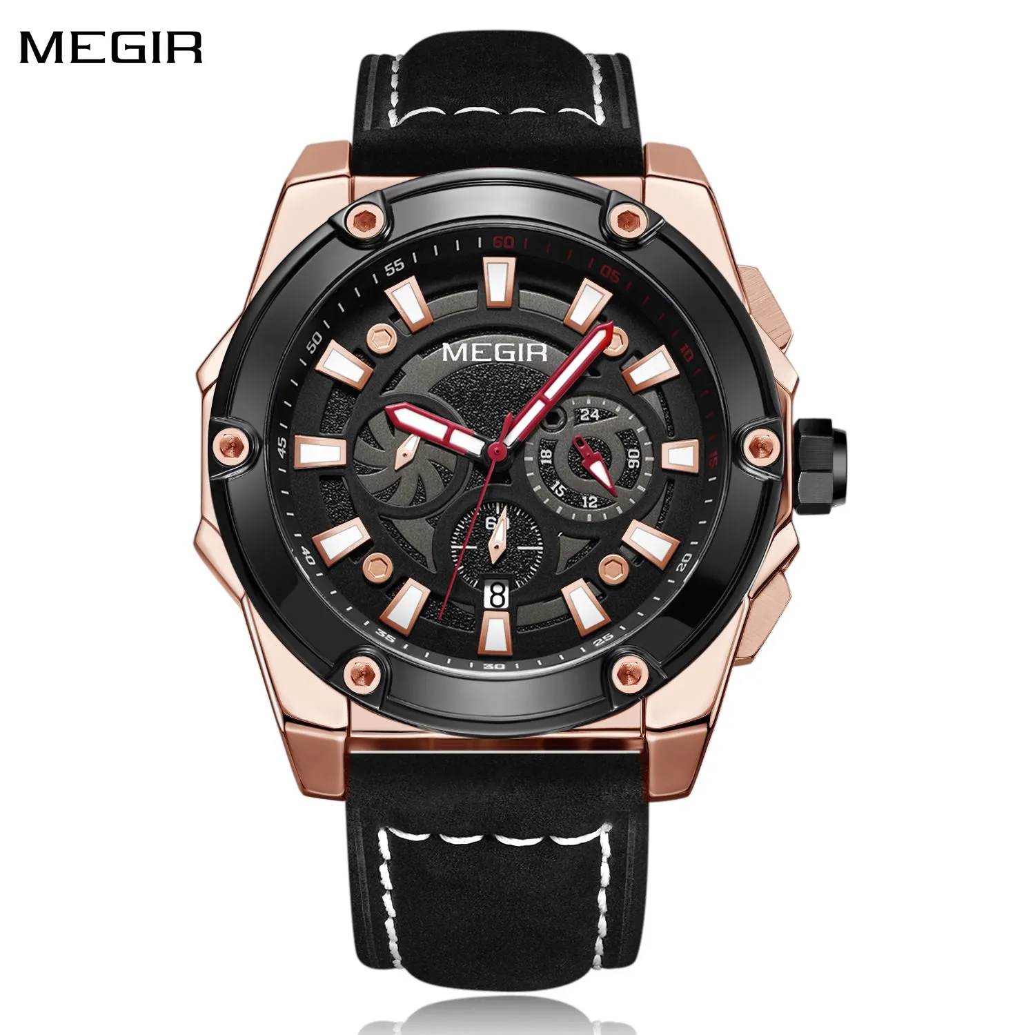 

MEGIR Men's Watches Top Brand Luxury Casual Sports Wrist Watch Leather Strap Quartz Male Clock Chronograph Relogio Masculino