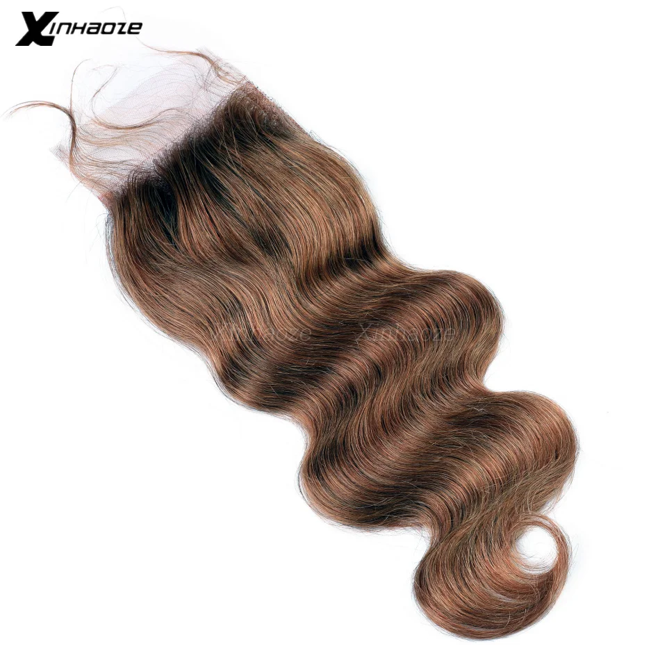 #4 Dark Brown j5x5 Silk Base Closure Brazilian Human Hair Closure Body Wave Closure With Baby Hair Free Part Bleached Knots