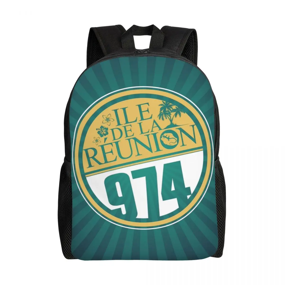 Custom Reunion Island 974 Backpacks Women Men Fashion Bookbag for School College Margouillat Isle Beach Bags