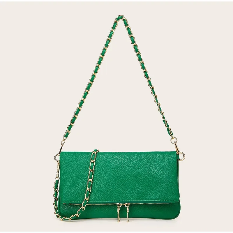 Pebbled Lychee Texure Umhängetasche, kompakte, schicke Umhängetasche mit Unterarmkette, elegante, trendige, kleine, quadratische Damen-Clutchtasche – Detail 14