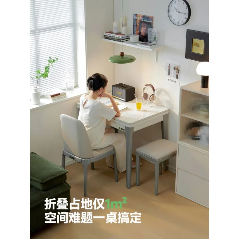 Folding dining table, small household slate retractable multi-function