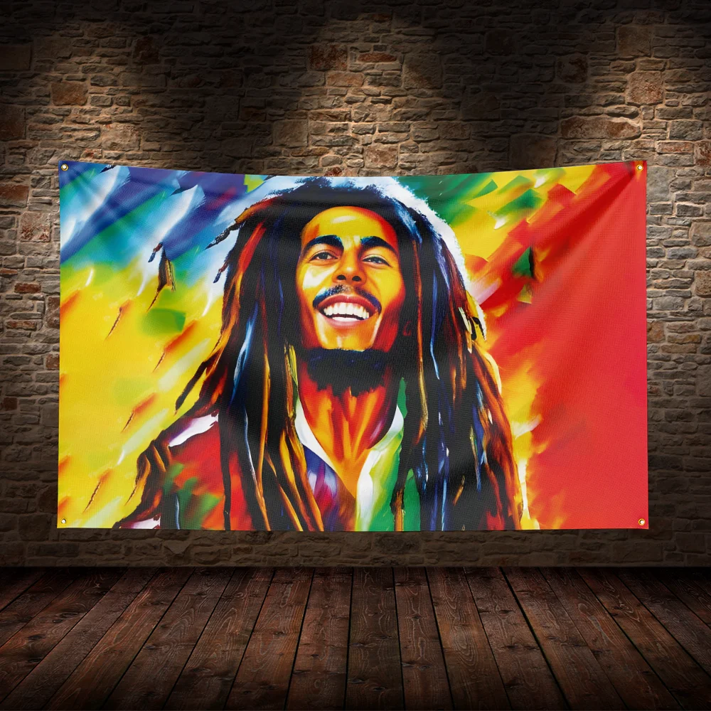 3x5 Ft R-Reggae Bob Marleys Flag Warrior Movie Poster Adventure Tapestry Background Yard Idea For Party Banner Table Wall Decora