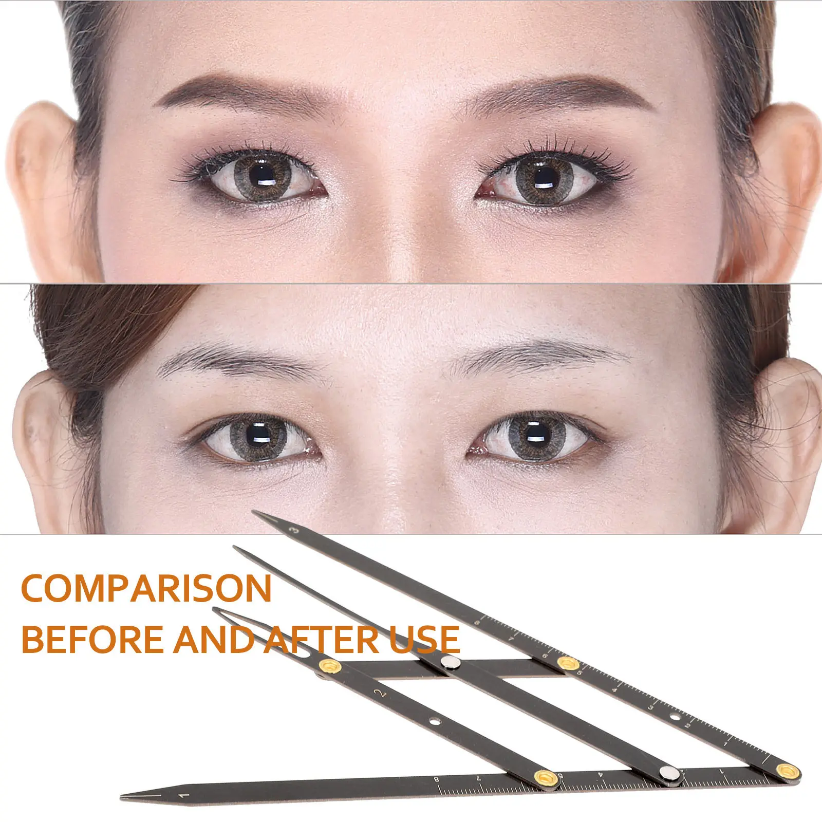 1Pcs Adjustable Stainless Steel Eyebrow Ruler Sliding Three-Point Golden Ratio Measuring Tool for Microblading Tattooing Drawing