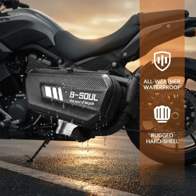 Carbon Fiber Texture Motorcycle Hanging Bag Waterproof Zipper Hard Shell For Motorcycle Riding Trips