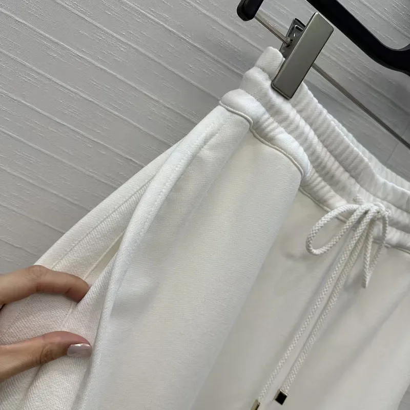 Pantaloni casual da donna, pantaloni con elastico in vita con coulisse e orlo diviso, pantaloni a gamba larga in puro cotone di alta qualità, 2026, primavera, y2k