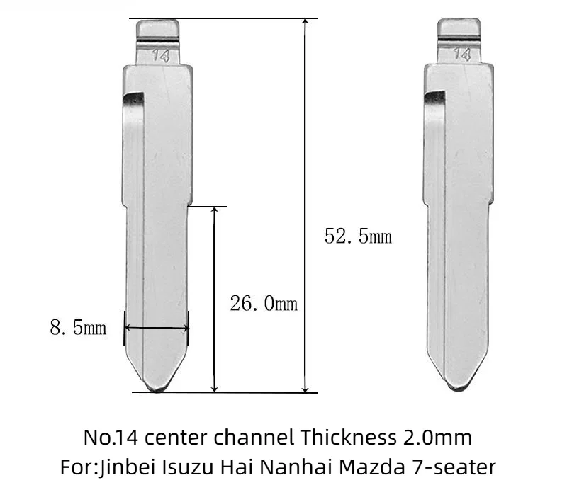

10pcs 14# Key Blanks Metal Uncut Blank Flip Remote Key Blade For Jinbeilsuzu Hai Nanhai Mazda 7-seater KD Xhorse VVDI JMD