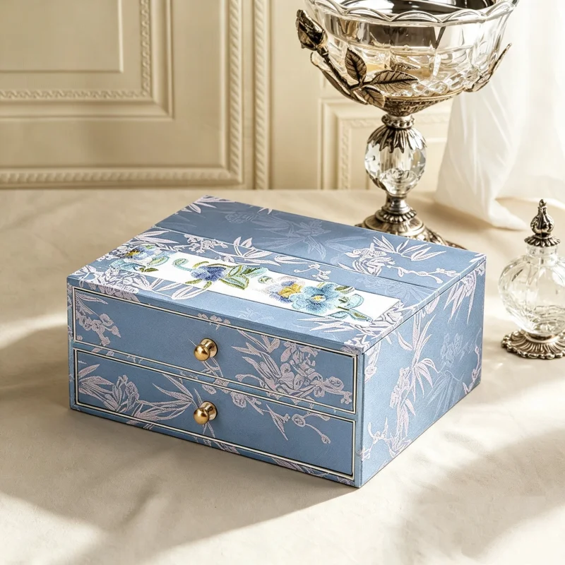 Royal Velvet Multi-Layer Jewelry Box, Drawer Storage Organizer for Bracelet Necklace Ring, Elegant Gift Case for Her