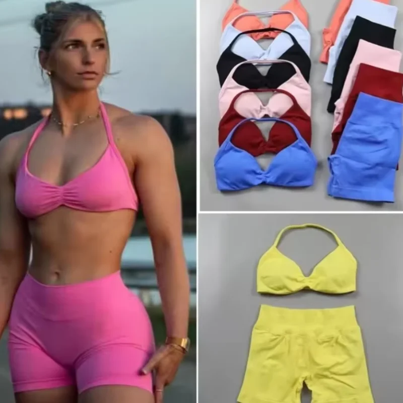 

2025 New 2-Piece Women's Yoga Set Seamless Impact Sports Shorts Women's 2025 New High Waist Hip Lift Slim Fitness Wear