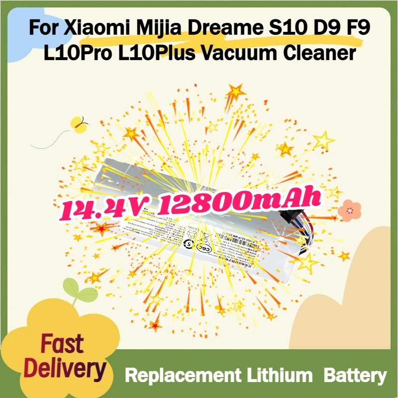 

For Xiaomi Mijia Dreame S10 D9 F9 L10Pro L10Plus Vacuum Cleaner 14.4V 12800mAh Replacement Battery 4S2P-MMBK P2150-4S2P-XWDLS