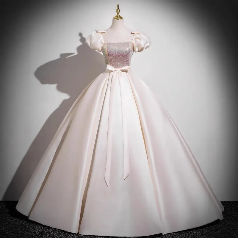 

Champagne French Adult Ceremony Evening Dress 2025 New High End Niche Strap Dress High End Sense Birthday Princess Dress