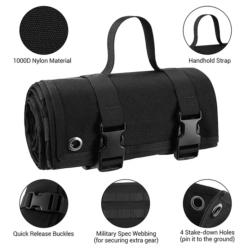 بساط تكتيكي للرماية في الهواء الطلق، متين، قابل للطي، متعدد الوظائف، مقاوم للرطوبة، وسادة نزهة قابلة للطي، مقاومة للماء من الجانبين #4