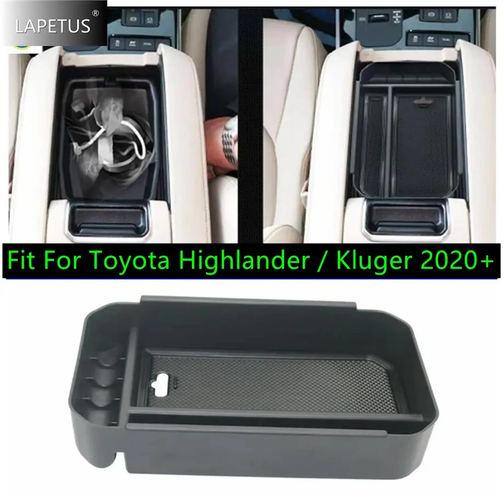 

Auto Central Control Storage Box Central Armrest Box Phone Tray Cover Fit For Toyota Highlander / Kluger 2020 - 2024 Accessories