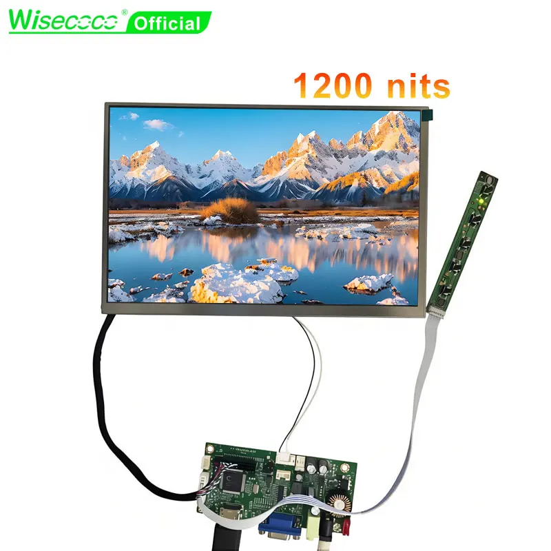 Wisecoco 10.1 Inch Touch Screen 1280x800 1000 Nits High Brightness Sunlight Readable LCD Display With HD-MI VGA Driver Board