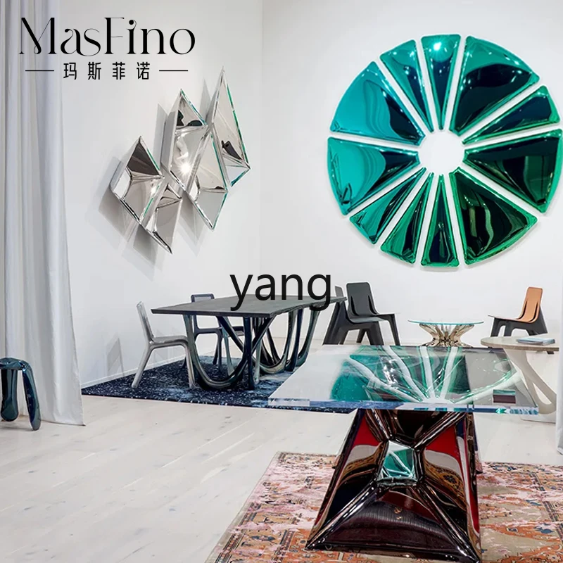 LTT modern minimalist creative polished stainless steel crystal pendant wall decoration furniture