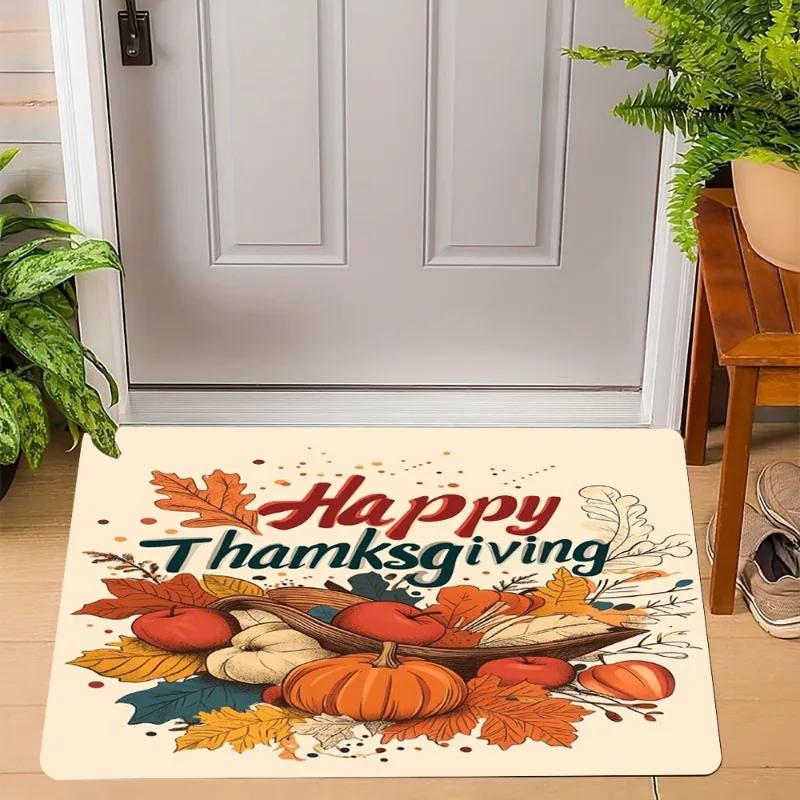 Thanksgiving Kürbis Friedenszeichen Teppich Türkei Design Matte Herbstblätter Heimdekoration Gruß Tür Teppich rutschfeste Bodenmatte