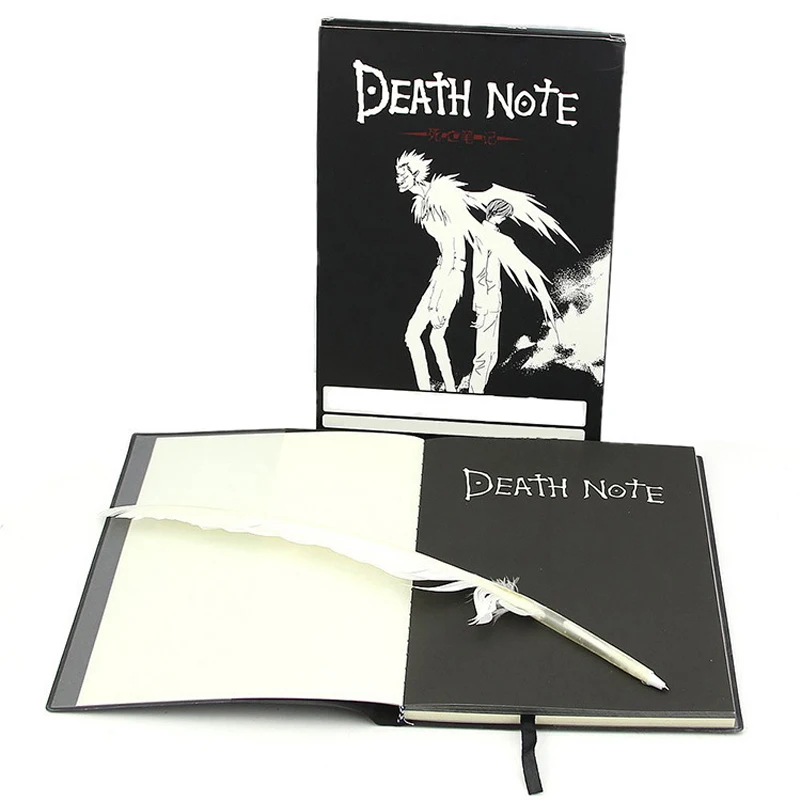 Anime Death Note Notebook Set Leather Journal and Feather Pen Animation Art Writing Journal Death Note Notepad