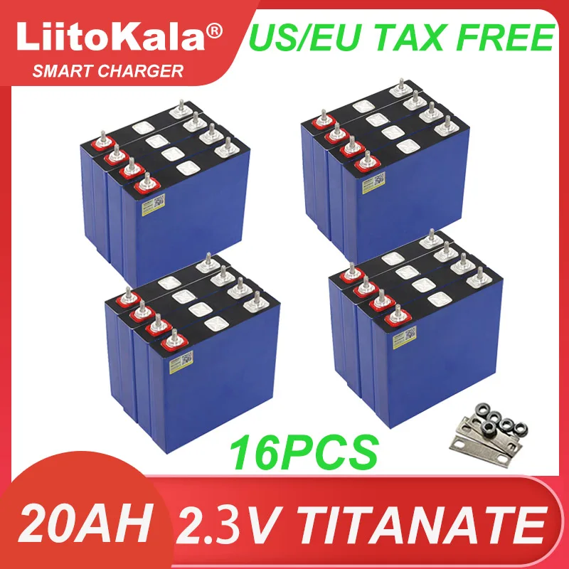 

16x Liitokala 2,3 В 20 Ач литий-титанатный аккумулятор LTO 10C 200A разряд DIY 12 В 24 В устойчивые к низким температурам аккумуляторы без налога