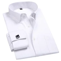 Camisa de Vestir para Hombre 2026 con Puños Franceses, Nueva, Blanca, Manga Larga, Casual, con Botones, de Marca, Corte Regular