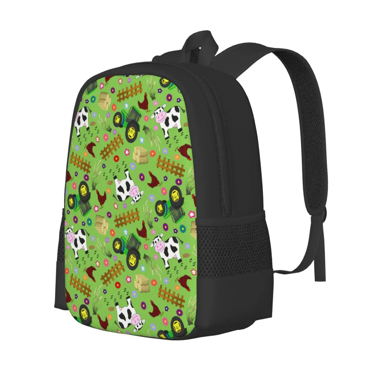 Farmyard Cow And Tractor Student Backpack School Bag Hiking Travel Daypack for Boys Girls Fashion Bookbag Shoulder Bags