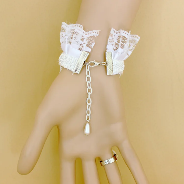 Lolita bracelet Lace Princess Pearl bracelet ring pink flower bow sweet accessories