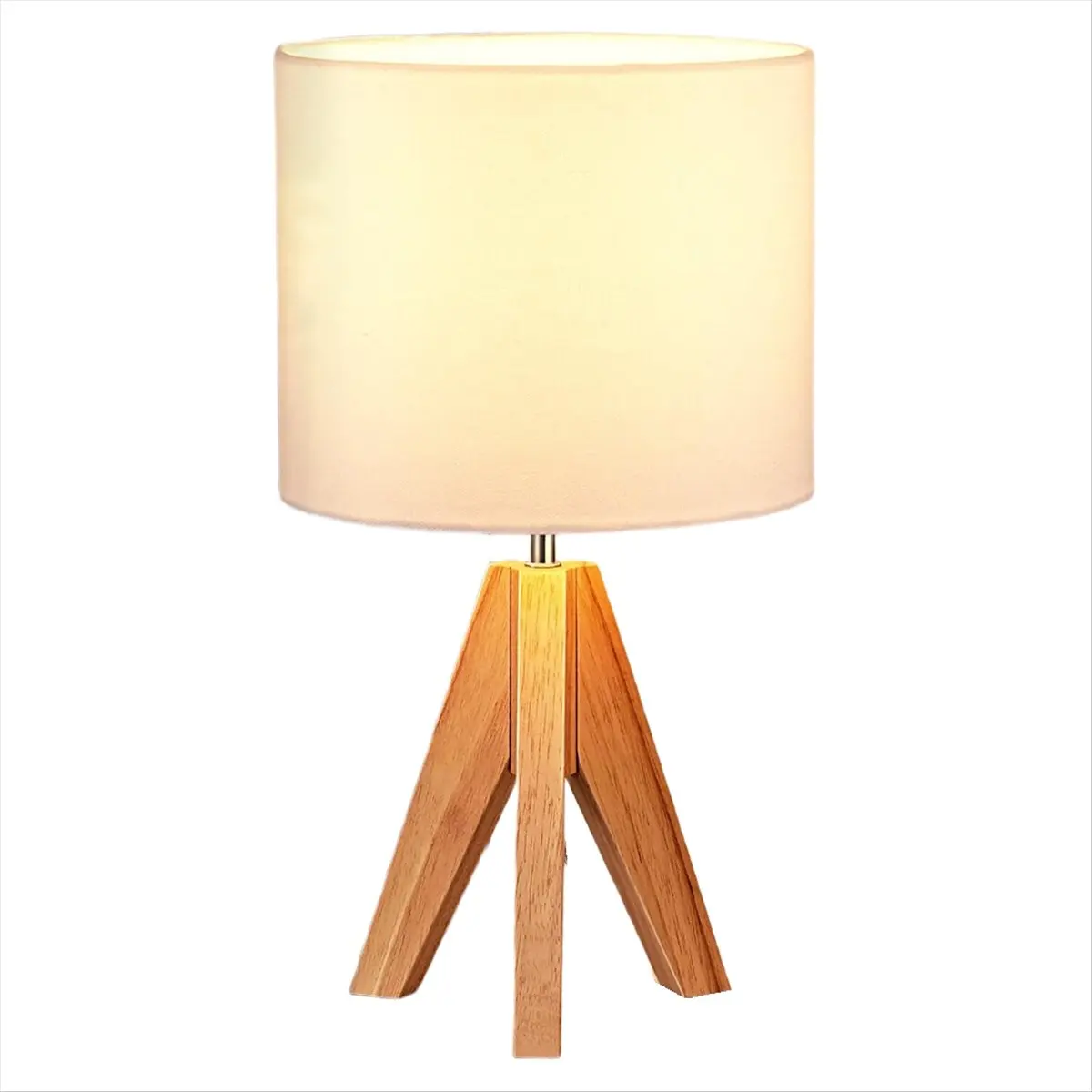 A93G Tripod Table Lamp Cute Bedside Lamp with Lampshade, Nightstand Lamp for Bedroom, Kid Room, Living Room,Wooden Base