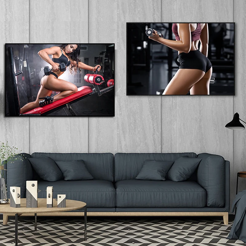 

Sexy Fitness Men and Women Motivational Posters and Prints Modern Canvas Painting Wall Art for Gym Living Room Home Decor