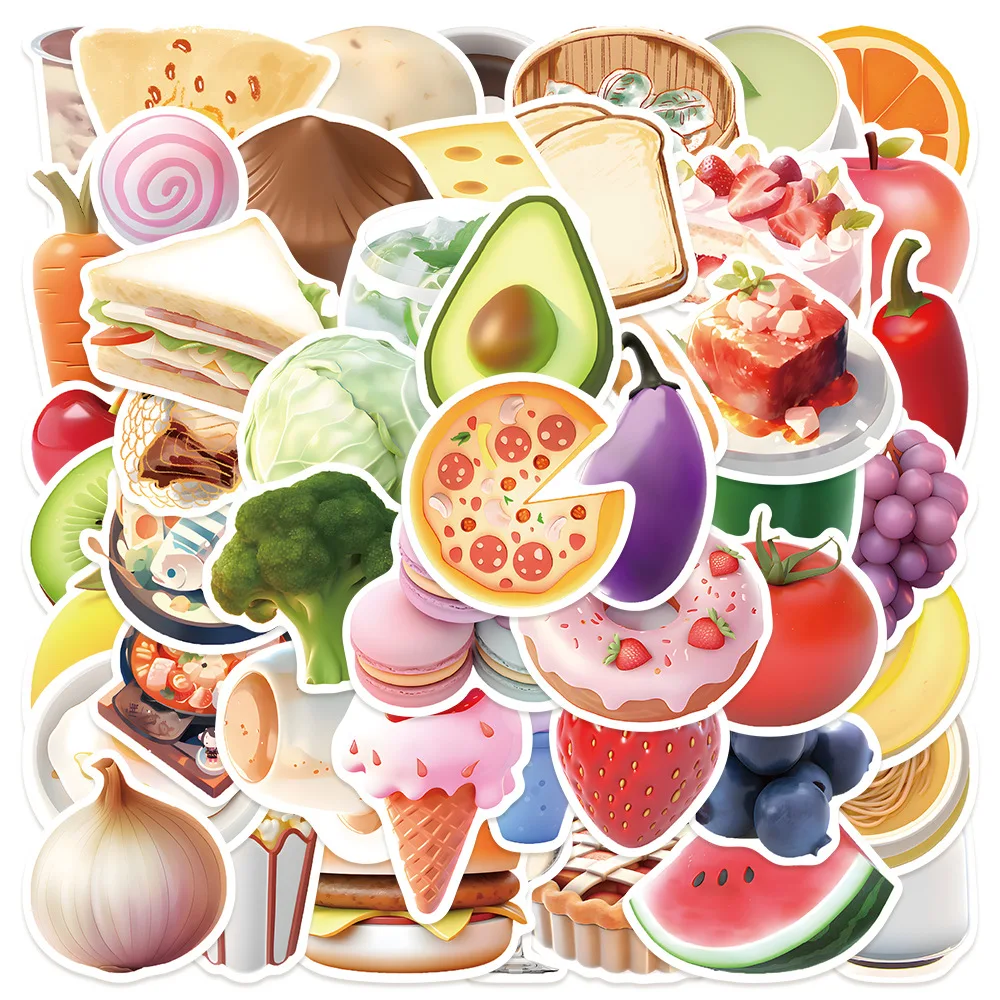 50pcs Cute Cartoon Fruit Stickers for Breaks Laptop Luggage Handbooks Refrigerator Decoration Stickers