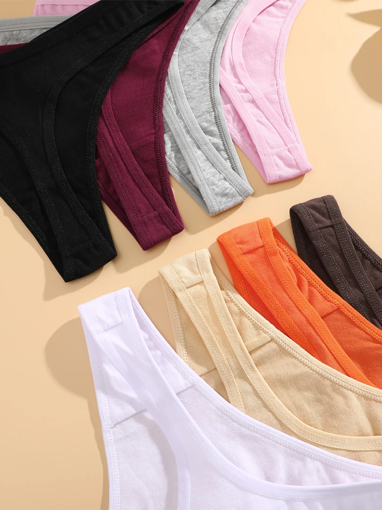 6Pcs/set Cotton Seamless Panties Comfort Underwear for Women Low Waist Breathable Thongs Sexy Solid Sport G-String Soft Lingerie