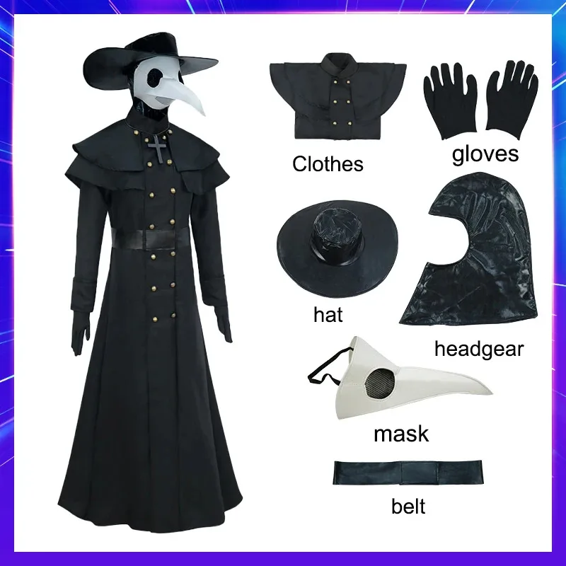 

Adult Kids Halloween Costume Medieval Hooded Robe Plague Doctor Bird Cosplay Horrord Monk Steampunk Carnival Masquerade Cloakc;6