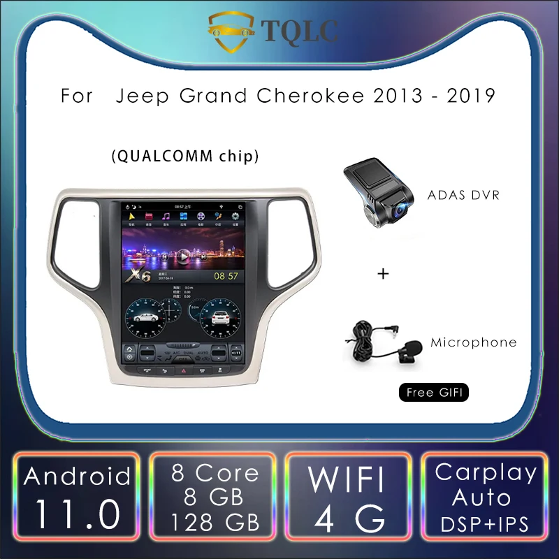 

10,4 ''для Jeep Grand Cherokee 2013-2019 Android Тесла стиль вертикальный сенсорный экран автомобильное радио Navi Мультимедиа Стерео Carplay PX6