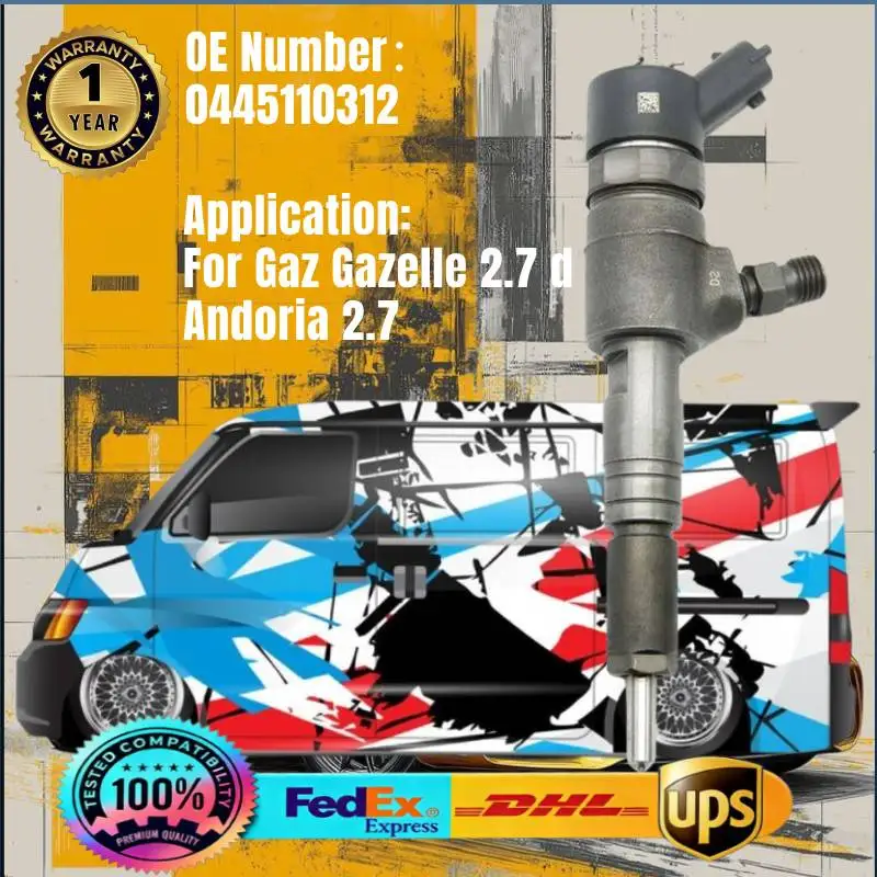 0445110312 Common Rail Fuel Injector 0 445 110 312 for Gaz Gazelle Andoria 2.7 D Diesel Engine