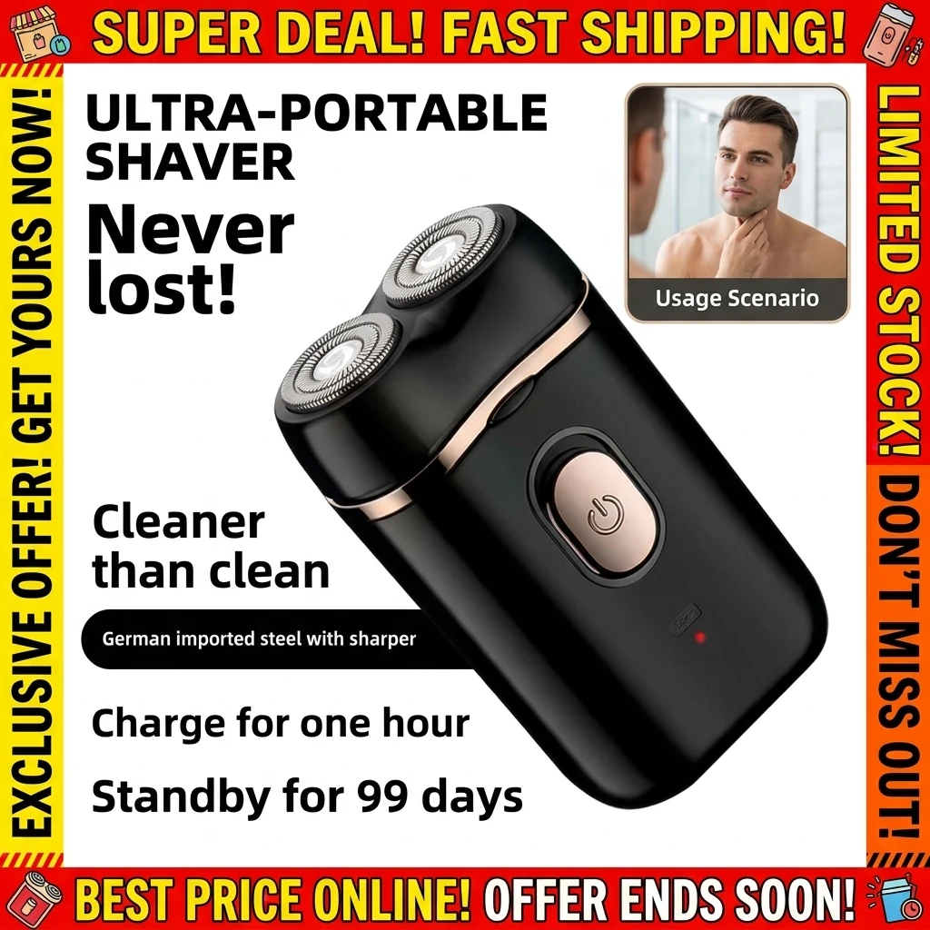 Men Shaving Tool Usb Rechargeable Portable Electric Shaver for Men Waterproof Mini Travel Rotary Razor USB Charging Cable