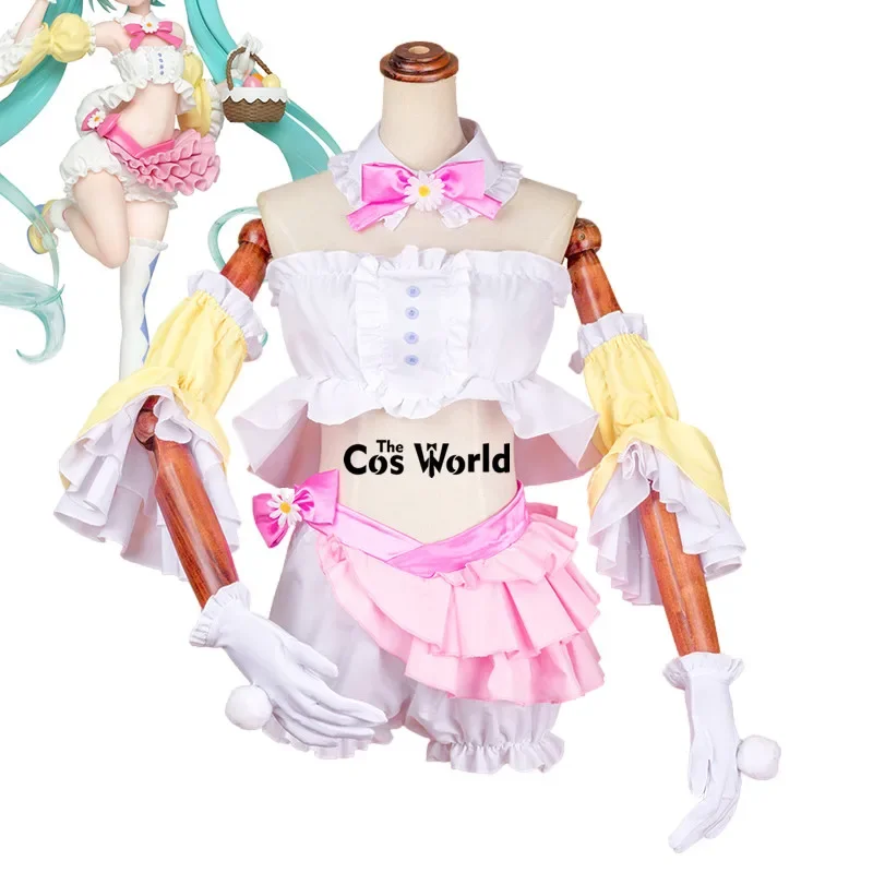 

VOCALOID Miku Rabbit Ear Tube Tops Shorts Uniform Outfit Anime Cosplay Costumes