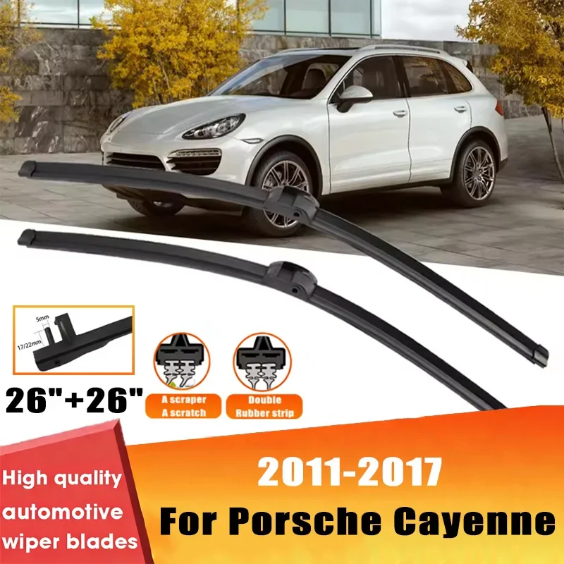 

2pcs Wiper Front Wiper Blades Set For Porsche Cayenne 2011-2017 2012 2013 Windshield Windscreen Window 26"+26" Car Accessories