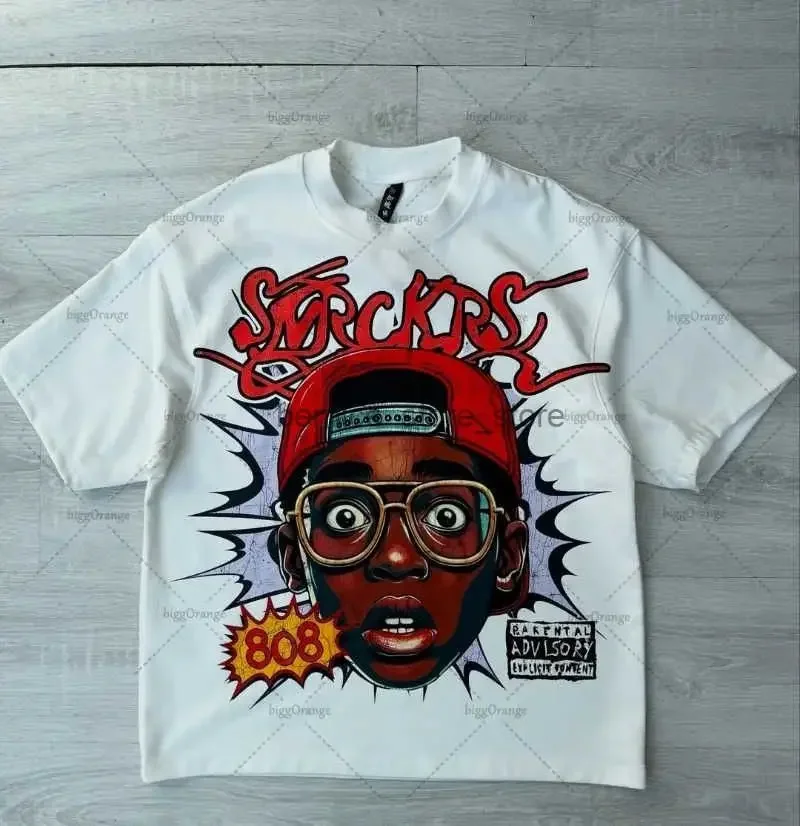 Moda Y2K Harajuku Streetwear Męska i Damska Koszulka z Krótkim Rękawem Nowy Nadruk z Kreskówkami Retro Hip Hop Trend Oversize