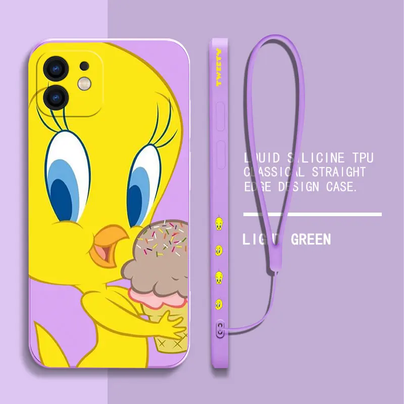 Cartoon Tweety Bird Piolin Phone Case For Xiaomi Redmi Note 11 10A 10 10S 9 8 7 Pro Plus 10C 9A 9C 9T 4G 5G Cases With Lanyard