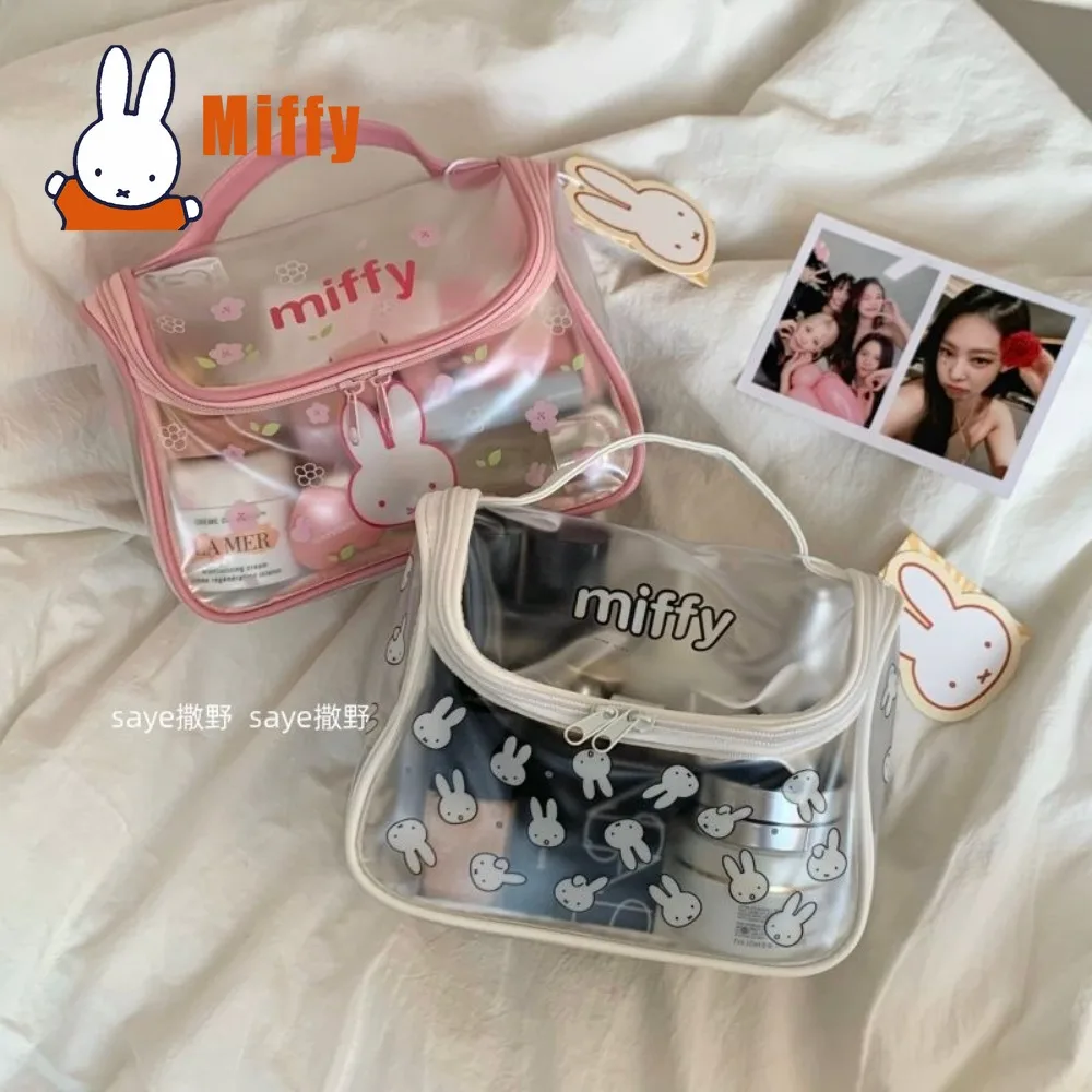 

Kawaii Miffy Makeup Bag Cute Rabbit Cosmetic Case Clear Waterproof Large Capacity Travel Toiletry Organizer Storage Pouch Gift