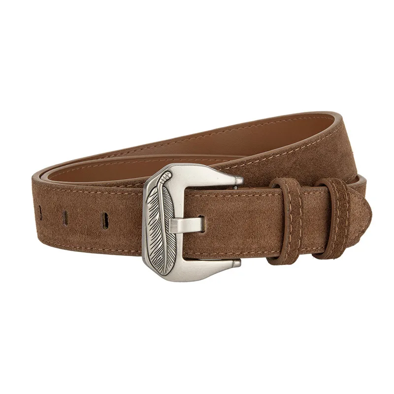 

Европейский стиль, металлические изогнутые листья, пряжка, поясные ремни для женщин, универсальные замшевые пояса из натуральной кожи, платье, пальто, Cinturones