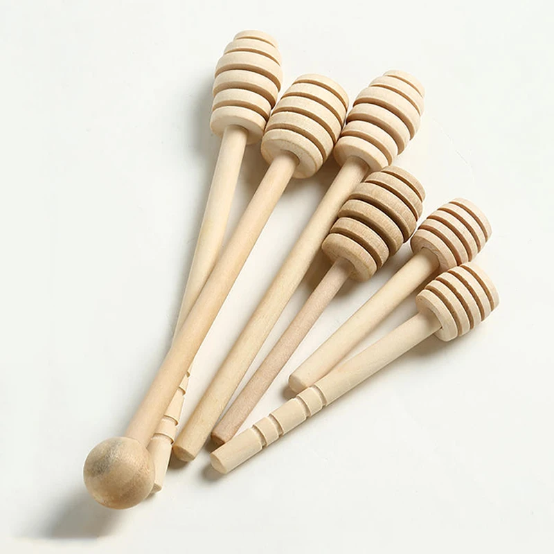 1-50pcs L=150mm Quality Honey Stir Bar Mixing Handle Jar Spoon Practical Wood Dipper Honey Stick Supplies Honey Kitchen Tools