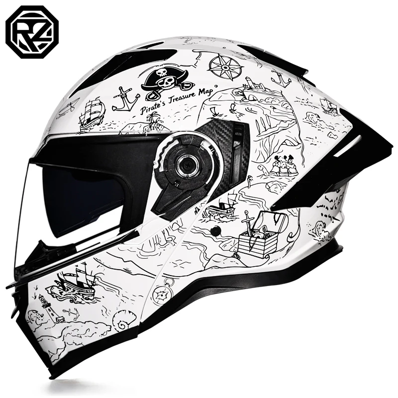 ORZ-997-DOT Standard ABS Modular Flip Helmet Dual Visor Men Women All Weather Ventilated Daily Commute Motorbike Helmet