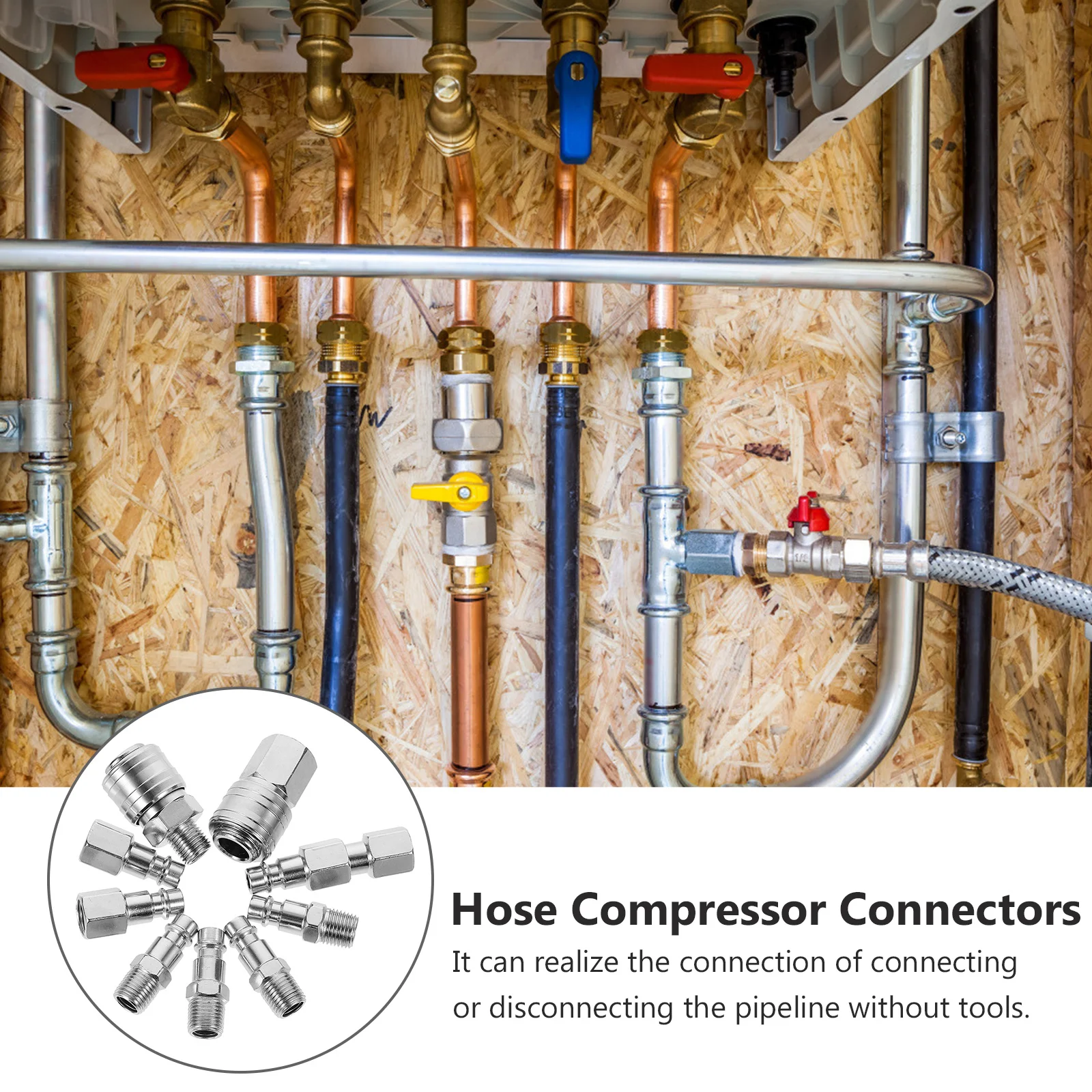 

10pcs Joints Metal Quick Connect Fittings Air Hose Compressor Couplers Rust Resistant Sturdy Connectors Tools